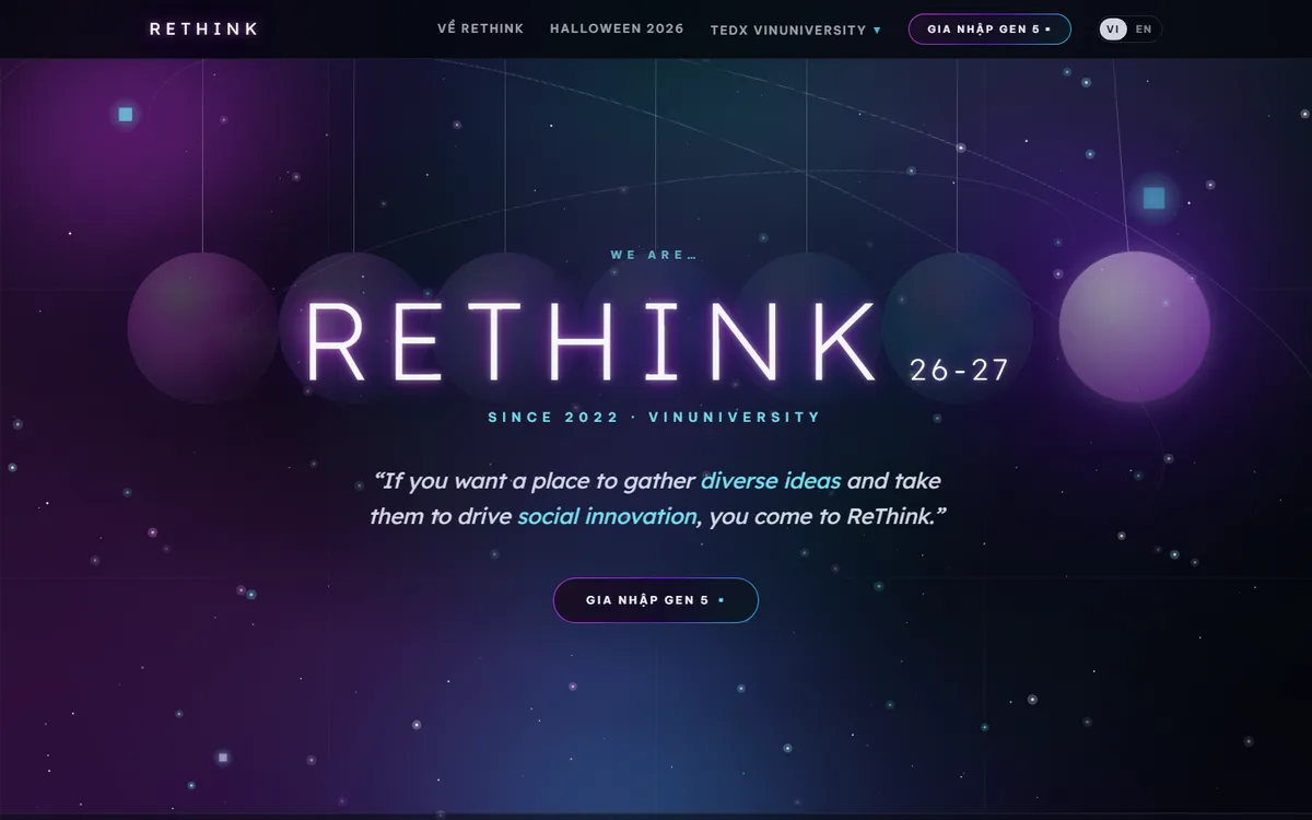 Ảnh chụp trang chủ website ReThink